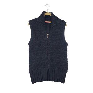 Kuna Alpaca Wool Sweater Vest Black Zip Up Knit Womens Size Large